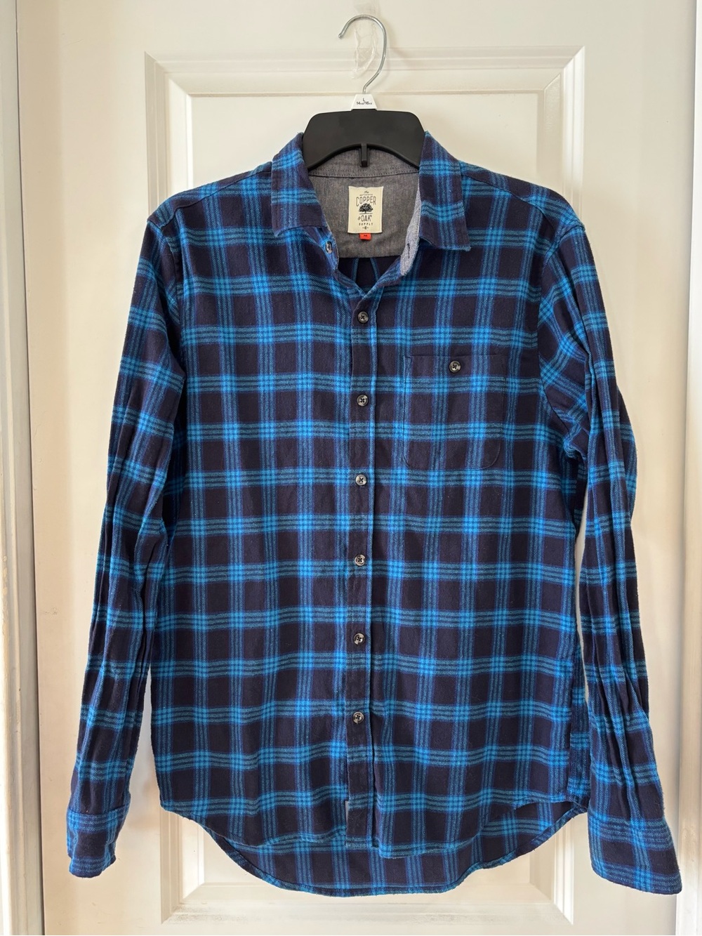 Men's Blue Plaid Button-Up Shirt